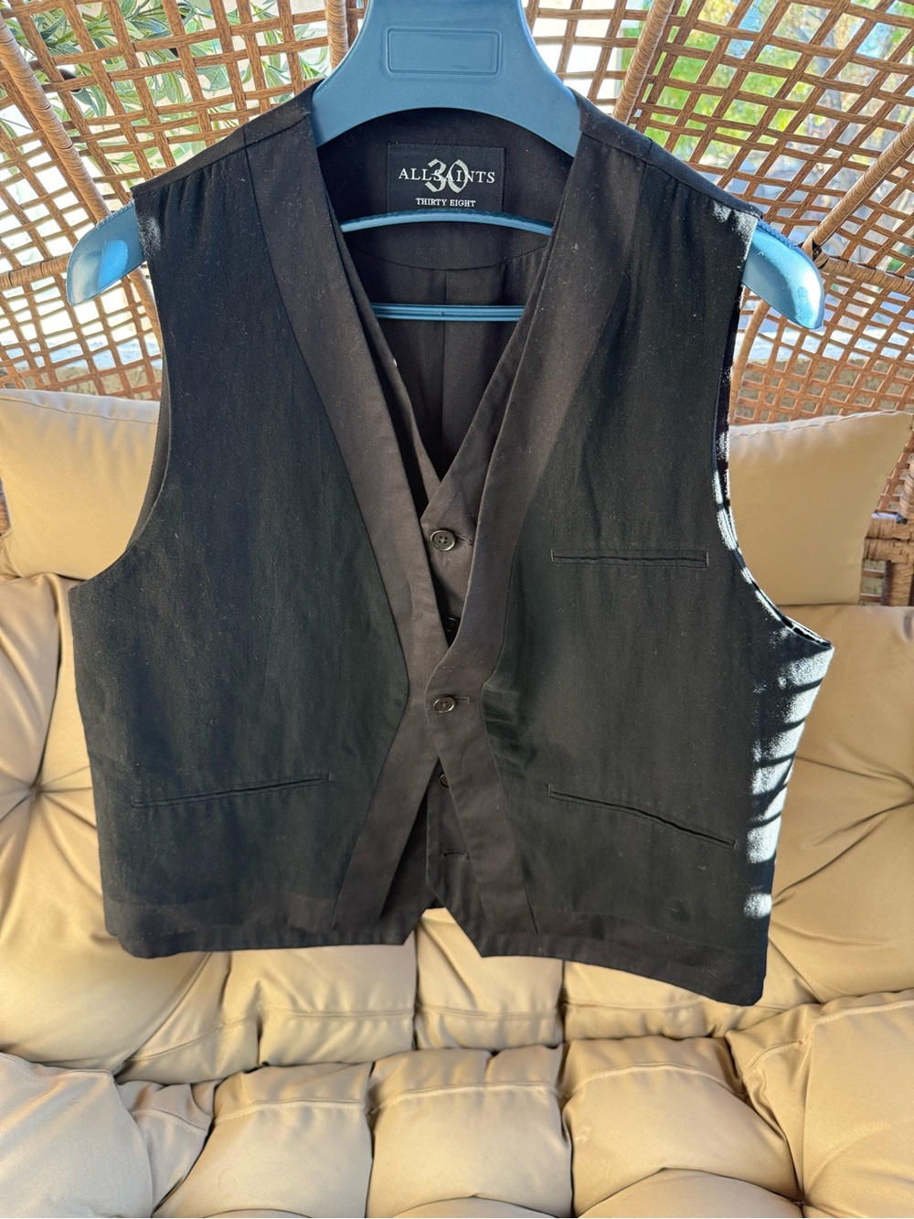 AllSaints Black Men's Dress Vest with V-Front